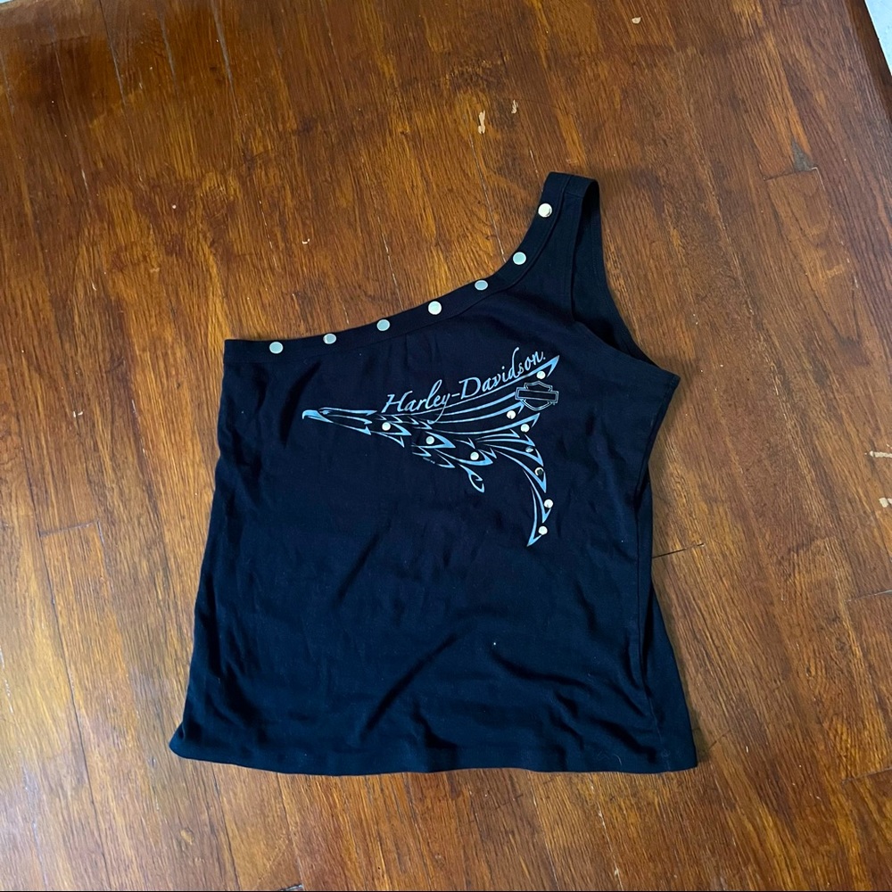 Harley Davidson one shoulder asymmetrical tank top